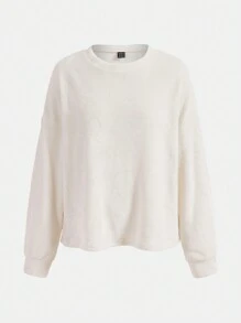 SHEIN BASICS Của phụ nữ Màu thuần Thả vai Áo nỉ - trắng - Xem 1