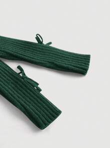 SHEIN MOD 女士氣質鑽石鈕領圓領毛衣,拼接蝴蝶結裝飾 - 綠色 - 查看 3