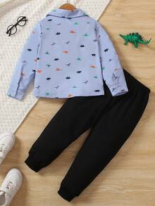 SHEIN Toddler Boys' Dinosaur Printed Button-front Shirt For Spring And Autumn - Multicolor - View 2