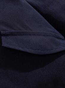 Baby Boy Long Sleeve Hooded Padded Coat - Navy Blue - View 7