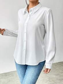 SHEIN Clasi Camisa de mujer de manga larga, Blusas de manga larga