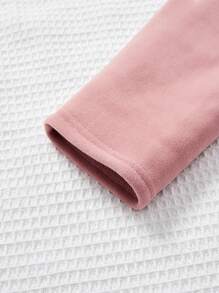 SHEIN Leggings Cortos De Color Liso Para Niña Adolescente Con Detalles De Canalé