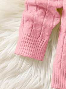 Baby Girls' Solid Color Textured Sweater - Pink - View 4