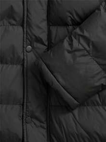Manfinity VCAY Oversized Men Fuzzy Trim Hooded Padded Coat - Black - View 3