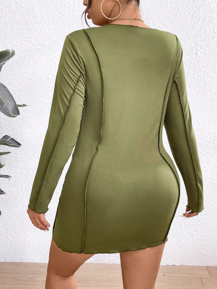 Women's Stitching Design Slim Fit Plus Size Dress