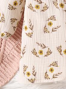 Baby Girls' Cute Mori Style Korean Version Dress With Lace And Ruffle Edge, Floral Print Long Sleeve Dress - Beige - View 7