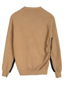 NITAGUT Nam Sọc Nút-Mặt trước Áo len Mở - Màu Khaki - Xem 2