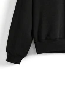 SHEIN Sudadera oversize de mujer, sudadera negra, de algodón, para días festivos, invierno, vacaciones, primavera - Negro - Ver 4