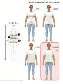 Attitoon Oversized Casual Minimalist English Graphic Round Neck Short Sleeve T-Shirt, Loose Fit For Women, Summer