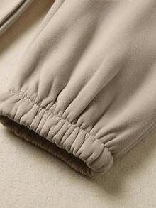 SHEIN LUNE Của phụ nữ Loại bướm In Dây rút Eo đàn hồi Trở viền Chạy bộ - Màu Khaki - Xem 3