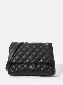 BizChic Borsa a tracolla a catena con motivo a diamanti di grande capacità, adatta per pendolarismo, ufficio, insegnanti