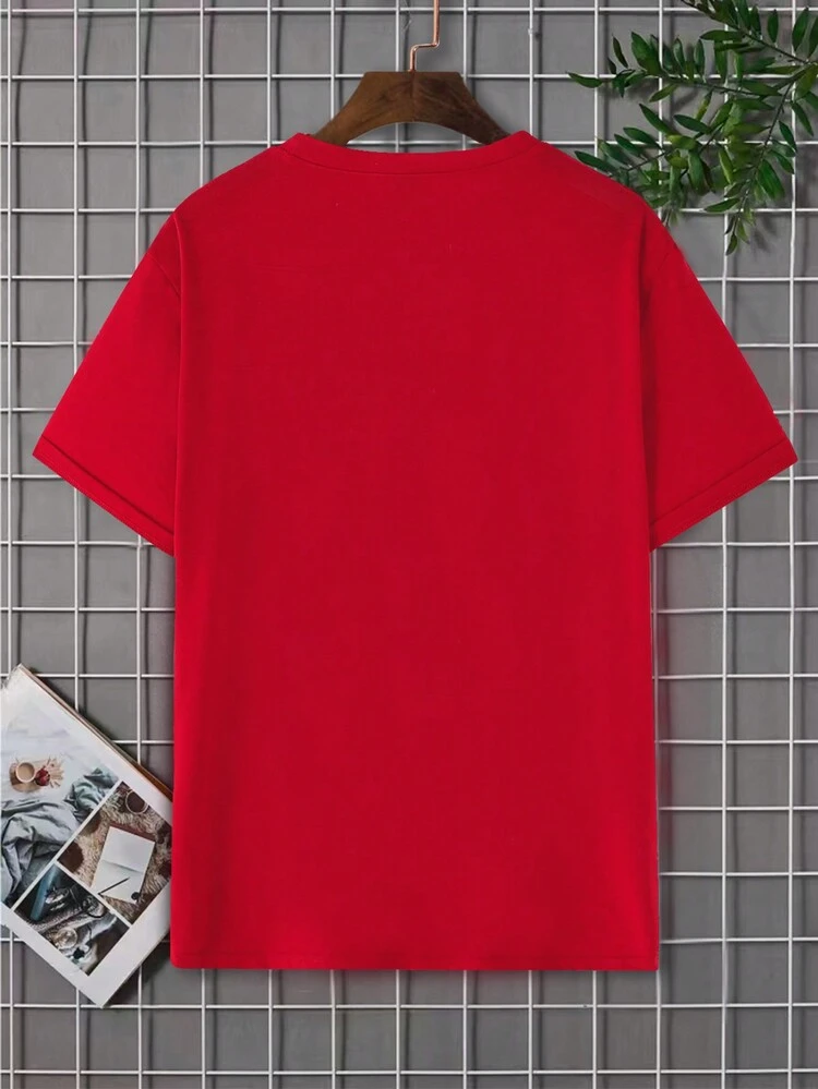 Men's Casual Letter Slogan Printed Crewneck Short Sleeve T-shirt