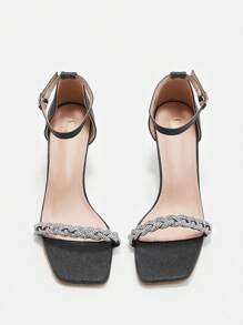 Rhinestone Decor Ankle Strap Women's Fashion High Heel Sandals