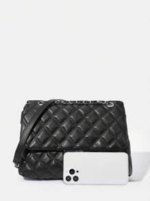 BizChic Borsa a tracolla a catena con motivo a diamanti di grande capacità, adatta per pendolarismo, ufficio, insegnanti