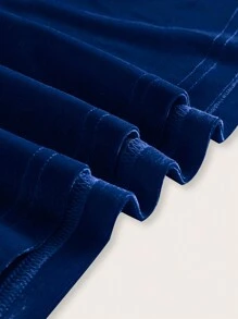 Flirla Plus Size Women's Patchwork Frayed Off Shoulder Dress - Royal Blue - View 3