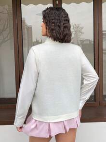 SHEIN EZwear Plus Size Women's Cartoon Pattern Sweater Vest - Multicolor - View 2