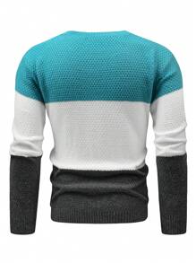 Manfinity Homme Men's Color Block Round Neck Sweater - Mint Green - View 2