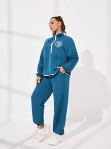 VARSIVA Sports Tennis Basic  Outdoors With  Top And Sweatpants Set - Teal Blue - View 1
