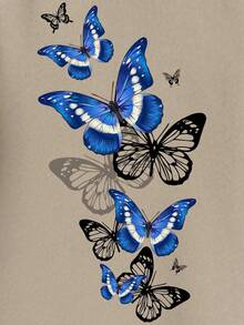 SHEIN LUNE Của phụ nữ Loại bướm In Dây rút Eo đàn hồi Trở viền Chạy bộ - Màu Khaki - Xem 5