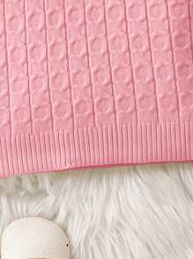Baby Girls' Solid Color Textured Sweater - Pink - View 5