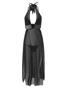Swim SXY Robe cache-maillot élégante et sexy à col montant pour l'été - Noir - Voir 3