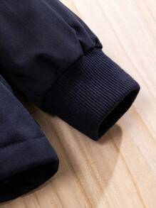 Baby Boy Long Sleeve Hooded Padded Coat - Navy Blue - View 8