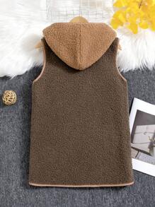 女童卡其色拼接背心,適用於青少年