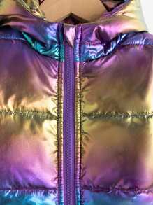 1pc Baby Girls' Iridescent Padded Coat - Multicolor - View 4