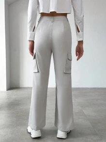 SHEIN Essnce Women's Flare Cargo Pants - Grey - View 2