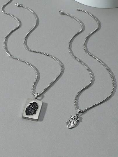 Grunge Punk 2 pezzi Collana a forma di cuore, adatta per Ognissanti e San Valentino, regalo per mamma, madre, festa della mamma