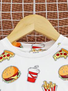 SHEIN Chàng trai trẻ Dễ thương Và Thoải mái Mô hình Cartoon Tay áo dài Áo Với Dài Quần Vừa Khít Nhà  Mặc Bộ - trắng - Xem 4