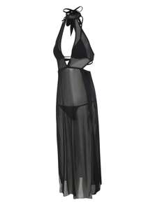 Swim SXY Robe cache-maillot élégante et sexy à col montant pour l'été - Noir - Voir 5