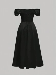 TAVIMART  -  Summer solid color off-shoulder dress female fashion off-shoulder sleeveless long dress female new sexy slim party evening dress