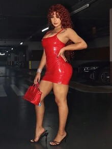 Women's Slim-Fit Sexy Revealing Backless Mini Bodycon Dress, Suitable For Holiday, Birthday Party, Date Night - Red - View 7