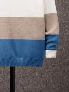 SHEIN Tween Boys寬鬆學院風圓領長袖套頭毛衣 - 彩色 - 查看 4