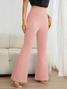 SHEIN Essnce Women's Flared Pants With Pockets - Pink - View 4