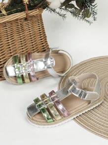 Girls' Casual Fashionable Flat Sandals With Multi-Color Woven Straw Rope - Multicolor - View 1