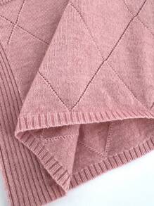 SHEIN Unity 粉色撞色修身针织套头衫秋冬毛衣 - 粉色 - 查看 4