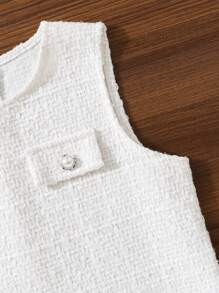 SHEIN Vestido sin mangas elegante con dobladillo plisado en estilo ligero y fragante para niña preadolescente
