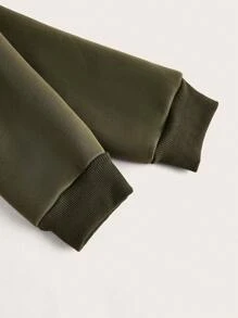 EMERY ROSE Solid Round Neck Sweatshirt - Army Green - View 5