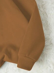 Casual Sun Print Crew Neck Sweatshirt, Autumn/Winter - Coffee Brown - View 4