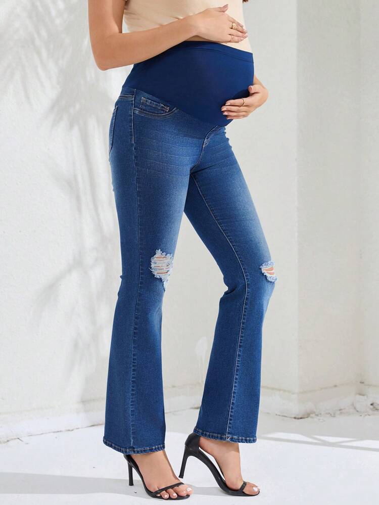 Maternity High Waist Ripped Jeans
