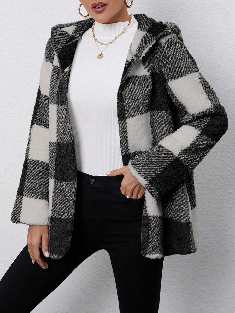 SHEIN Clasi Của phụ nữ Đúng mốt Giải trí Kẻ sọc áo - Đen và trắng - Xem 1