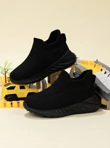 Breathable Infant Striped Sneakers For Streetwear - Black - View 3