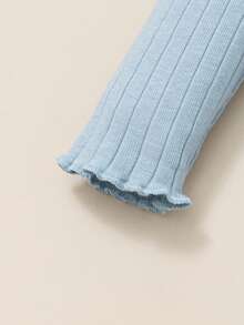 SHEIN 2 件裝女嬰休閒純色連身衣 - 藍色 - 查看 3