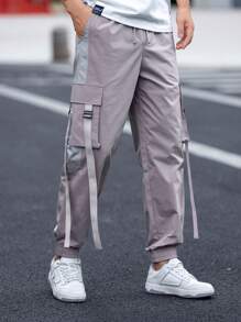 Manfinity Homme Men's Cargo Pants With Pockets - Pink - View 4