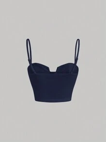 SHEIN MOD Women's Solid Color Cami Top - Navy Blue - View 2
