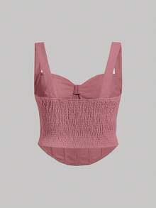 SHEIN MOD Camiseta Sin Mangas Con Espalda De Nadador De Talla Grande Para Mujer, De Estilo Retro Y Color Sólido - Rosa - Ver 2