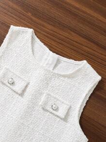 SHEIN Vestido sin mangas elegante con dobladillo plisado en estilo ligero y fragante para niña preadolescente