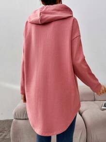 RueChic Women's Drawstring Drop Shoulder Hoodie - Pink - View 2